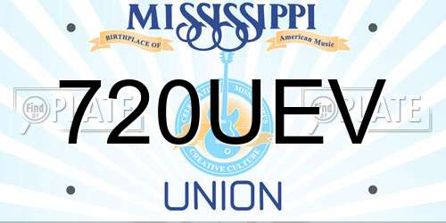 720UEV Mississippi License Plate