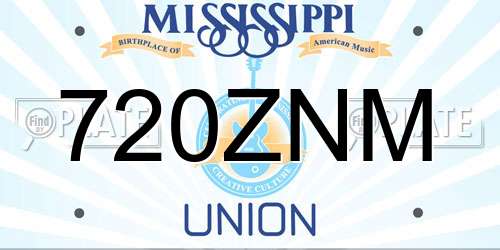 720ZNM Mississippi License Plate