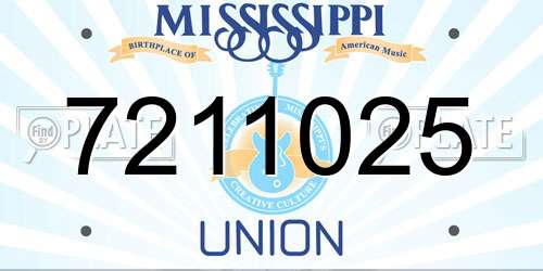 7211025 Mississippi License Plate