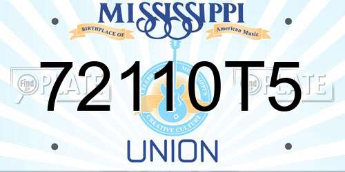 72110T5 Mississippi License Plate