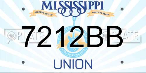 7212BB Mississippi License Plate