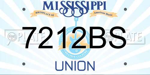 7212BS Mississippi License Plate