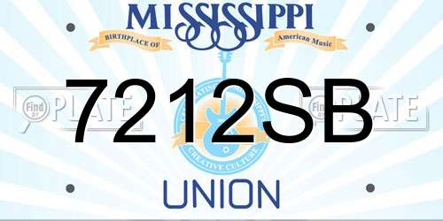 7212SB Mississippi License Plate