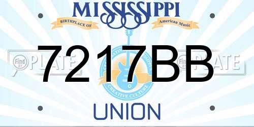 7217BB Mississippi License Plate