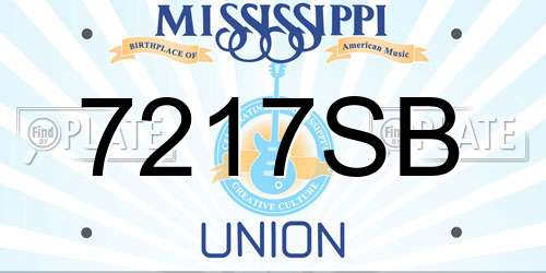 7217SB Mississippi License Plate