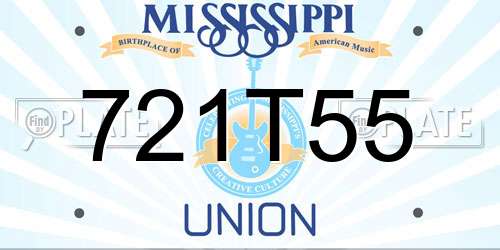 721T55 Mississippi License Plate