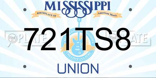 721TS8 Mississippi License Plate
