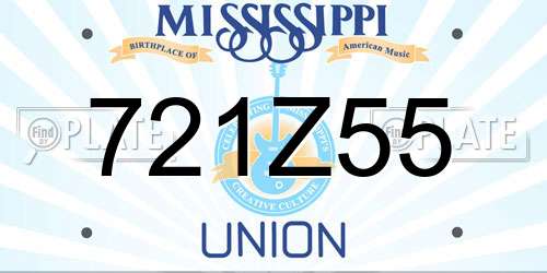 721Z55 Mississippi License Plate