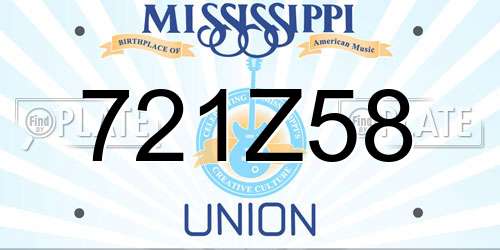 721Z58 Mississippi License Plate