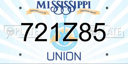 721Z85 Mississippi License Plate