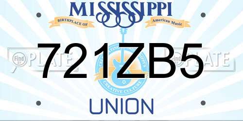 721ZB5 Mississippi License Plate