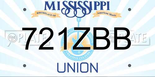 721ZBB Mississippi License Plate