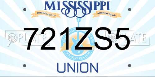 721ZS5 Mississippi License Plate