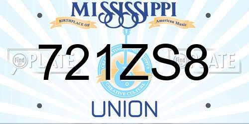 721ZS8 Mississippi License Plate