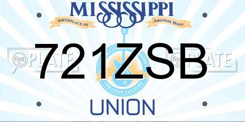 721ZSB Mississippi License Plate