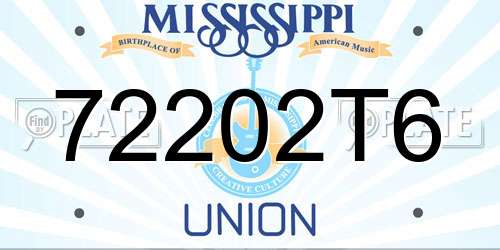 72202T6 Mississippi License Plate