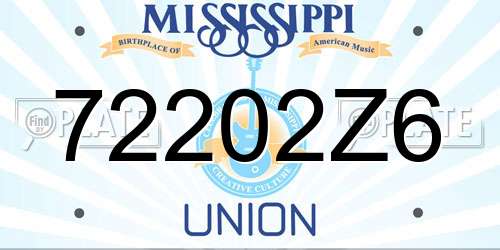 72202Z6 Mississippi License Plate