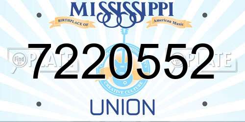 7220552 Mississippi License Plate