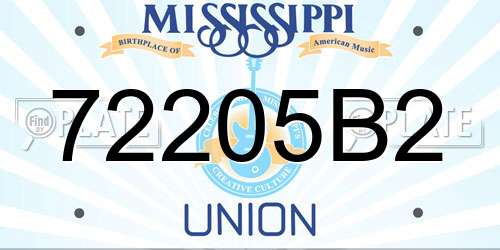 72205B2 Mississippi License Plate