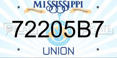 72205B7 Mississippi License Plate