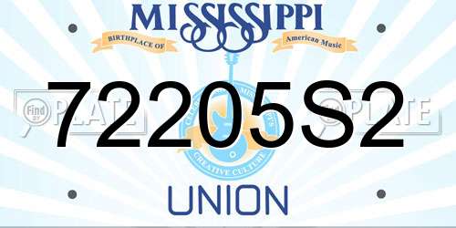 72205S2 Mississippi License Plate