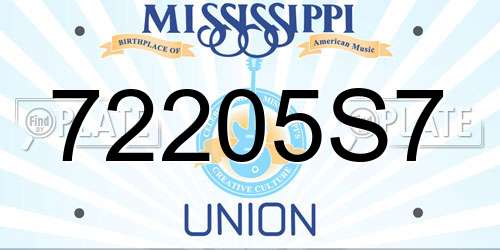 72205S7 Mississippi License Plate