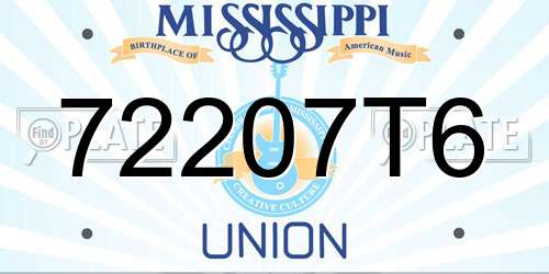 72207T6 Mississippi License Plate
