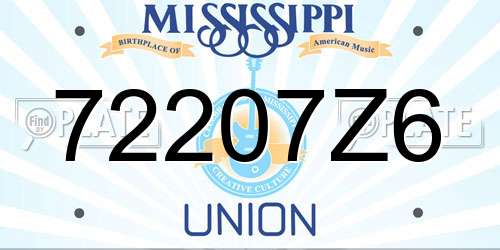 72207Z6 Mississippi License Plate