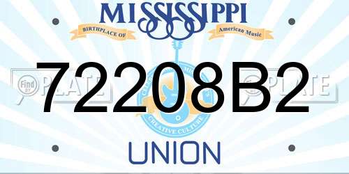 72208B2 Mississippi License Plate