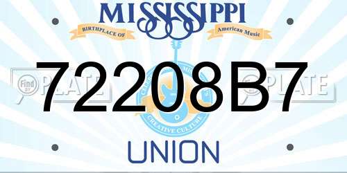 72208B7 Mississippi License Plate
