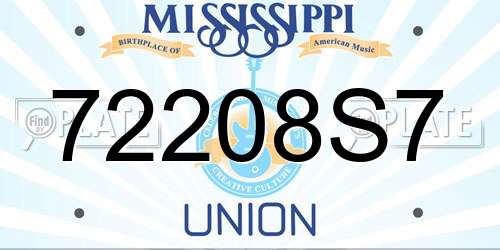 72208S7 Mississippi License Plate