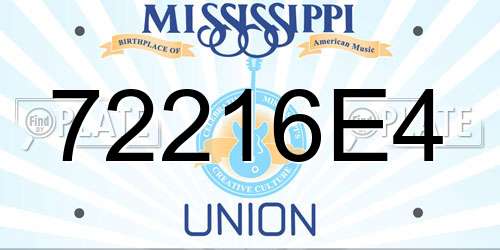 72216E4 Mississippi License Plate
