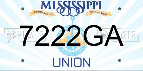 7222GA Mississippi License Plate