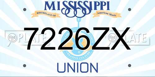 7226ZX Mississippi License Plate