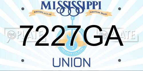 7227GA Mississippi License Plate