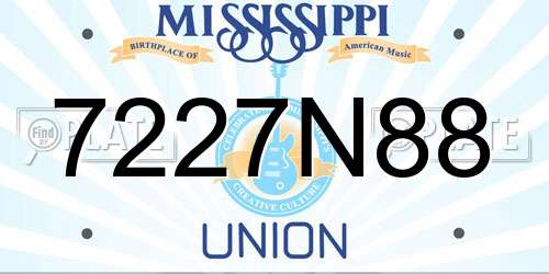 7227N88 Mississippi License Plate