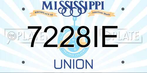 7228IE Mississippi License Plate
