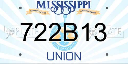 722B13 Mississippi License Plate