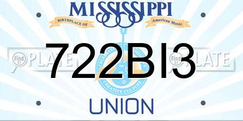 722BI3 Mississippi License Plate