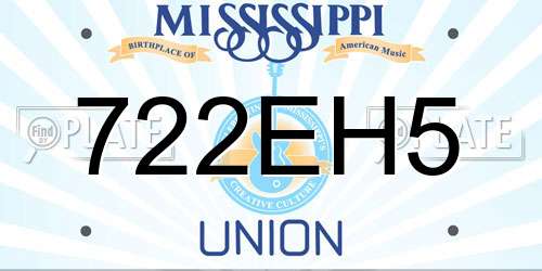 722EH5 Mississippi License Plate