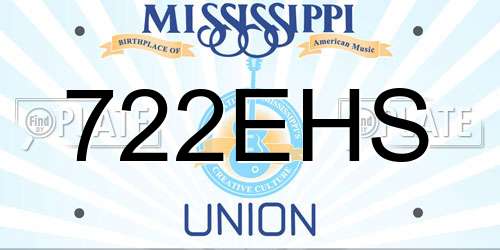 722EHS Mississippi License Plate