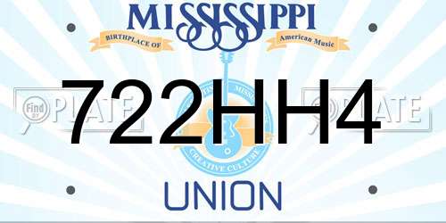 722HH4 Mississippi License Plate