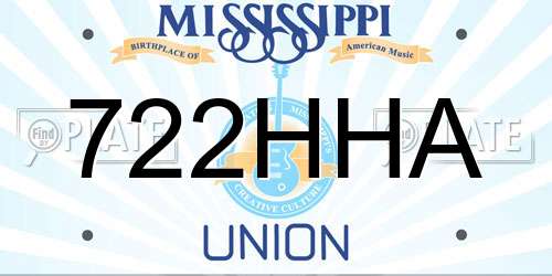 722HHA Mississippi License Plate