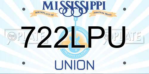 722LPU Mississippi License Plate