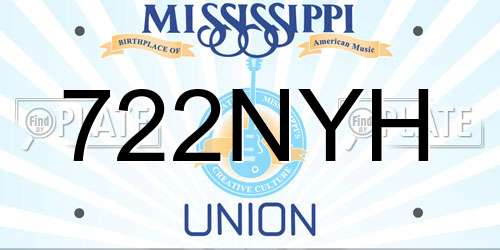 722NYH Mississippi License Plate