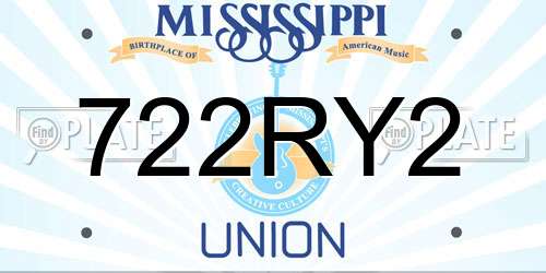 722RY2 Mississippi License Plate