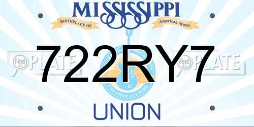 722RY7 Mississippi License Plate