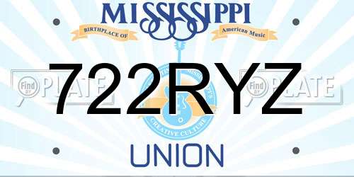 722RYZ Mississippi License Plate
