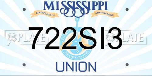 722SI3 Mississippi License Plate