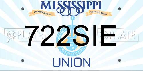 722SIE Mississippi License Plate